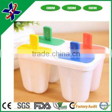 HOT Sale BPA Free custom shape 4 capacities ice tray silicone popsicle mould