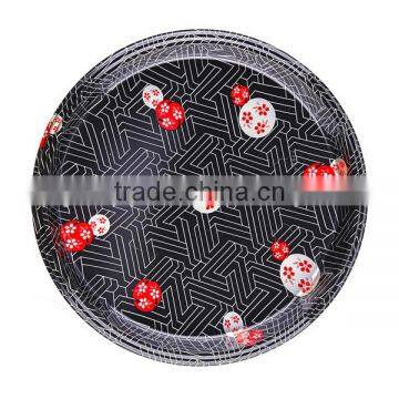 Big Round Black Plastic Disposable Food Sushi Tray photo-4