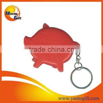 Retractable tape measure keychain with pig design