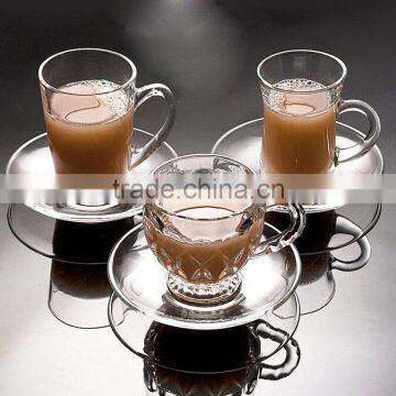 Drinking glass mug with saucer Coffee glass mug with saucer Beer glass mug with saucer