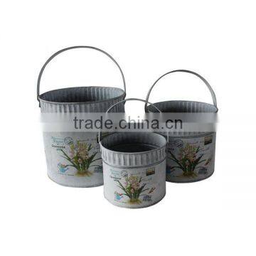 Metal Flower Pail Set of 3 Metal Planter Set of 3 Metal Flower Pot Set of 3