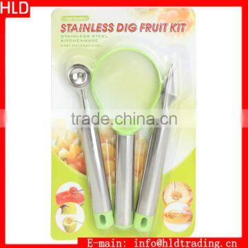 3pcs/Set Stainless Steel Melon Scoops Ballers Dig Fruit Kit