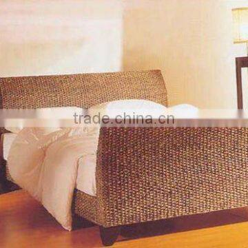 2012 rattan wood indoor bed/water hyacinth wood rattan single bed/furniture 2012