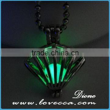 Vintage Antique Bronze Shell Copper Luminous Crystal Necklace photo-3