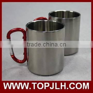 Custom Logo Printed Carabiner Handle Stainless Steel Coffee Mug photo-3