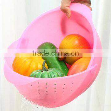 Plastic folding basket drain rack for fruit,collapsible colander strainer