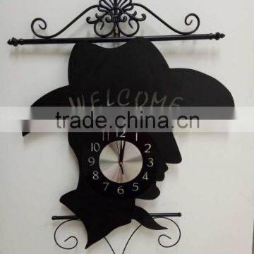 Hot Sale Black Color Figure Head Decorative Metal Wall Mounted Clock photo-2