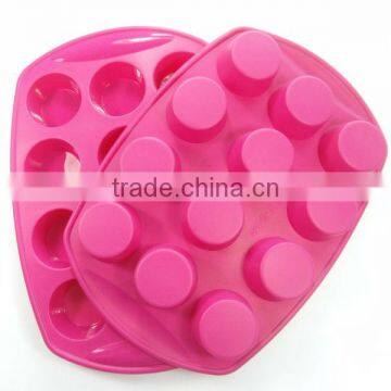 Wholesale 12 holes big silicone cake baking oven palm kernel cake mold, cooki cake mould