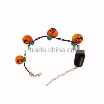 Yiwu zhejiang craft factory led plastic jewelry wholesale halloween holiday party flashing cute pumpkin string kids bracelet