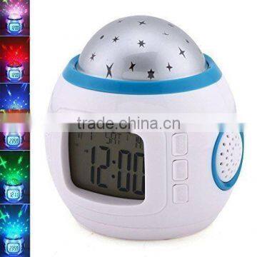 2016 New Children Room Sky Star Night Light Projector Alarm Clock With Sleeping Music and Thermometer photo-3