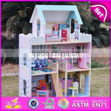 2017 New Design Lovely Pretend Play Wooden Girls Dollhouse W06A161 photo-4