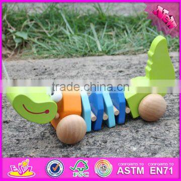2016 New Design Wooden Crocodile Car Baby Pull Toys W05C077 photo-4