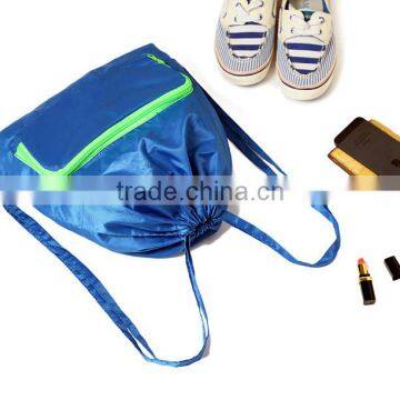 Factory Price Nylon Polyester Drawstring Bag,drawstring Bag With Front Zipper Pocket photo-3