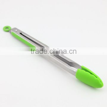 Fresh Green Silicone Stainless Steel Cooking Tongs Kitchen Tools