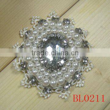 Vintage Handmade Glass Rhinestone Fabric Applique for Dress