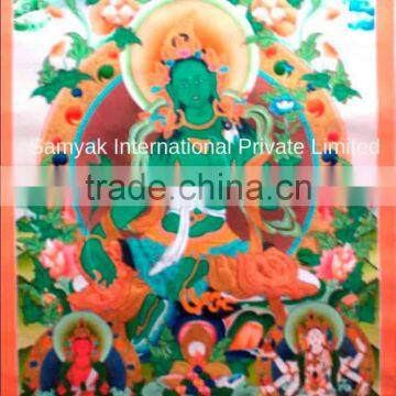 Beautiful Green Tara Thangka Handpainted in Nepal