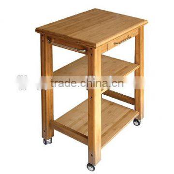 Bamboo Dining Cart With Four Movable Feet photo-4