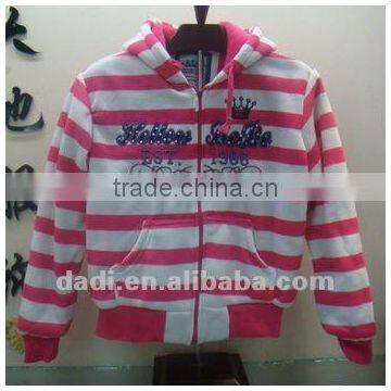 Zipper-Up Ladies Pink stripe Hoody