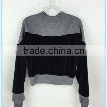 Fashion Long Sleeve Black and Grey Sweater Blouse for Women