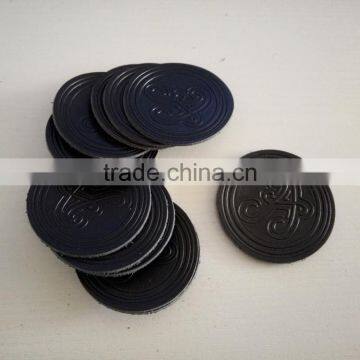 china custom black embossed leather patches for clothing