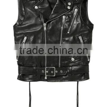 Personalized Latest Design Custom Cheap Lady Leather Vest photo-4