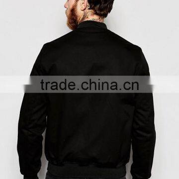 Xinlan Manufacturer High Quality New Design Durable Lightweight 100% Cotton Black Rib Cuffs Running Casual Men Bomber Jacket photo-2