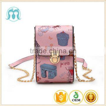 Guangzhou Wholesale Fashion Pink Women Ladies Long Chain Sling Bag Cross body Bags