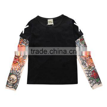 S17494A New Tattoo Sleeve Boys T Shirt Spring Autumn Children Clothes photo-4