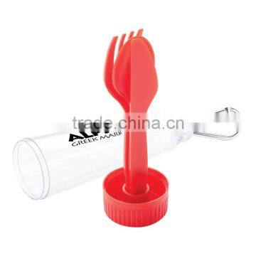 Portable Cutlery Set - Includes Fork, Knife and Spoon in Transparent Storage Case With Handy Aluminum Carabiner photo-4