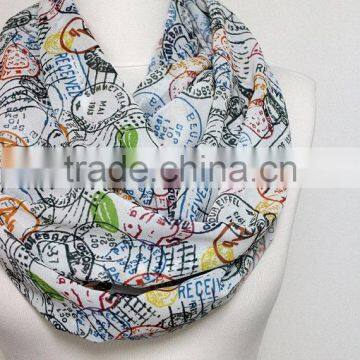 Stamps Pattern Chiffon Infinity Scarf, Circle Scarf, Long Scarf, Mother's Day Gift Ideas For Her, Spring - Summer - Fall - Winte photo-6