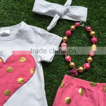 Girls Summer Design Baby Girls Boutique Clothing Girls Heart Outfits Children Short Sleeve Summer Outfits With Accessories photo-4