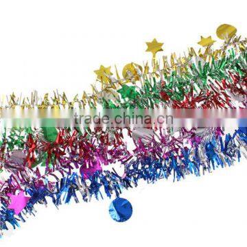 Plastic Party Garland Decorations Christmas Ornaments At Random Star Sequins Pattern 110cm