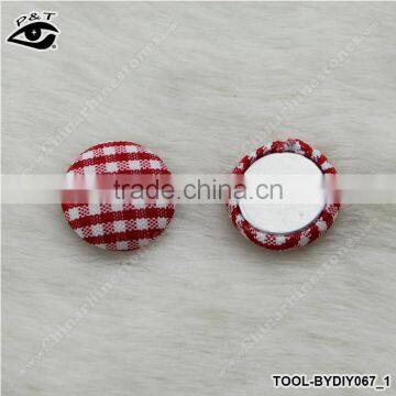 15MM Grid Pattern Button Flat back covered Checks Button Mixed colors For DIY Craft Notebook Jewelry