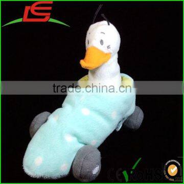 wholesale plush stuffed duck in blue race car