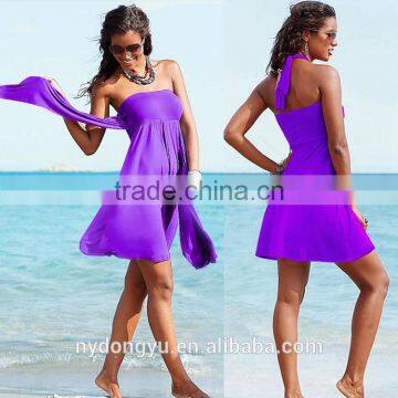 purple women wrap beach dress/sh wi fashionable 12 color summer beach dress