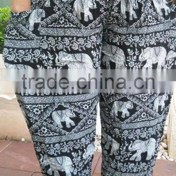 New Harem Pants Bohemian gypsy hippies boho animal Elephant peacock camel thai palazzo pants rayon batik ethnic trouser gypsian