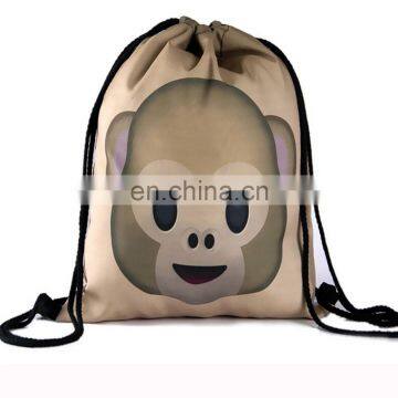 Monkey Printed Polyester Recycle Cheap Emoji Rope Bag