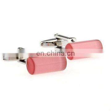 fashion pink cats eye cufflinks cylindrical cufflinks