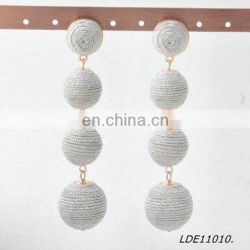 2017 Bon Bon Style Thread Wrapped Ball Drop Earrings
