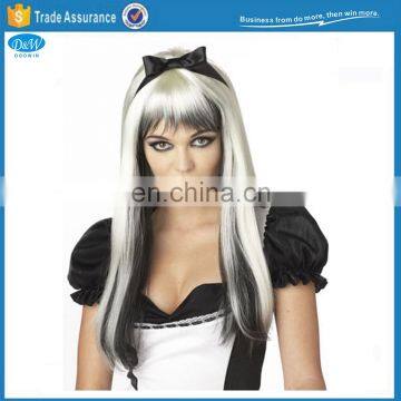 Dark Alice Black White Halloween Fancy Dress Party Wig