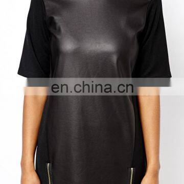 2014 Latest Fashion Leather Look Tee Dress photo-4
