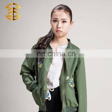 Winter New Women Army Green Cotton Embroidered Bomber Jacket