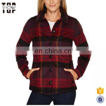 Chinese supplier woman winter custom check t-shirt coats