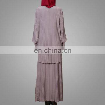 2017 Casual Baju Kurung Design High Quality Pleated Muslim Lady Clothing New Model Malaysia Suit photo-5