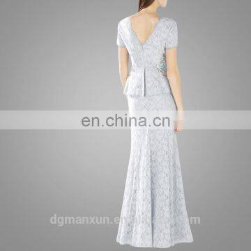 Lace Peplum Sequin Gown Womens Clothing 2016 Suit of Top and Dress Women Wear photo-4
