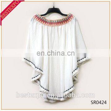 wholesale ladies fancy blouse design white off shoulder fringe cotton tops women india