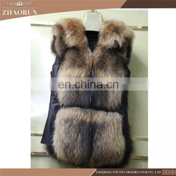 2016 Wholesale New Fur Garment Real Raccoon And Sheep Skin High Quality Fur Vest For Women