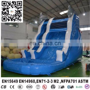 commercial wahoo 17ft inflatable dolphin water slide with swimming pool