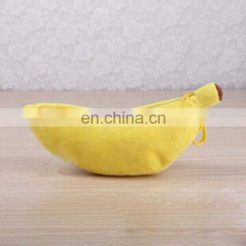 Unique design plush banana pencil case custom made fancy food pencil case for children