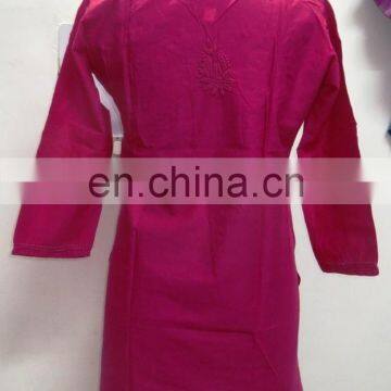 Indian Cotton Chicken Hand Embroidered Casual Women Tunic Lucknowi Top Designer Dress Manufacturer photo-2